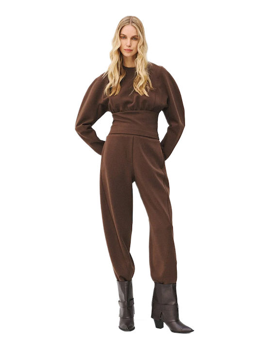 Access Women's High Rise Fabric Trousers in Carrot Fit Coffee
