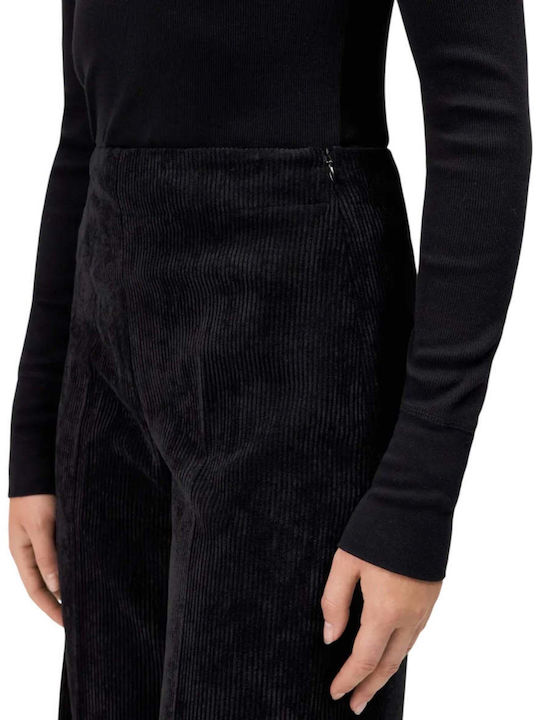 Pantaloni Dama Catifea Raiata Negru