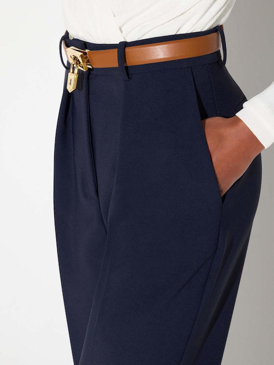Damen Krepp Hose Blau