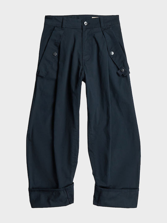 Damen Stoff Cargo Hose in Boyfriend Passform Blau
