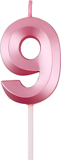 Nummer 9 Kerze Flippy Diamond Modell 5 X 3,4 cm Rosa