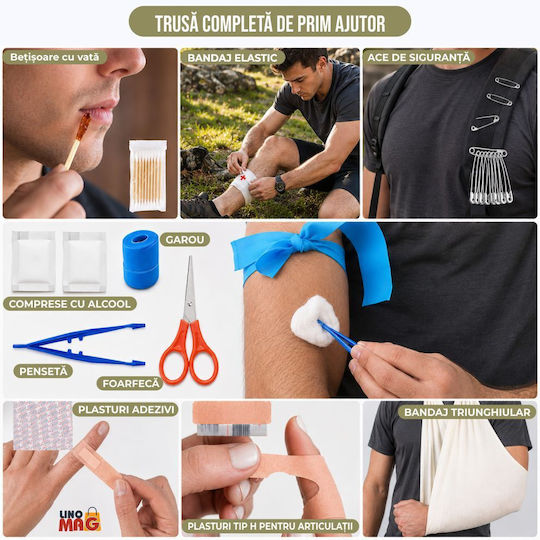 Linomag Kit Complet De Supraviețuire 30 Tipuri Accesorii Esențiale Kit De Camping De Urgență Lopată Tactică Pliabilă Lanternă Led Kit De Prim Ajutor Brățară Paracord Busolă Aprinzător De Foc Pătură Termică Neagră
