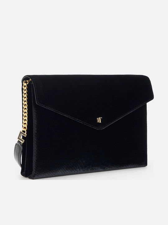 Black Croco Leather Women's Shoulder Bag