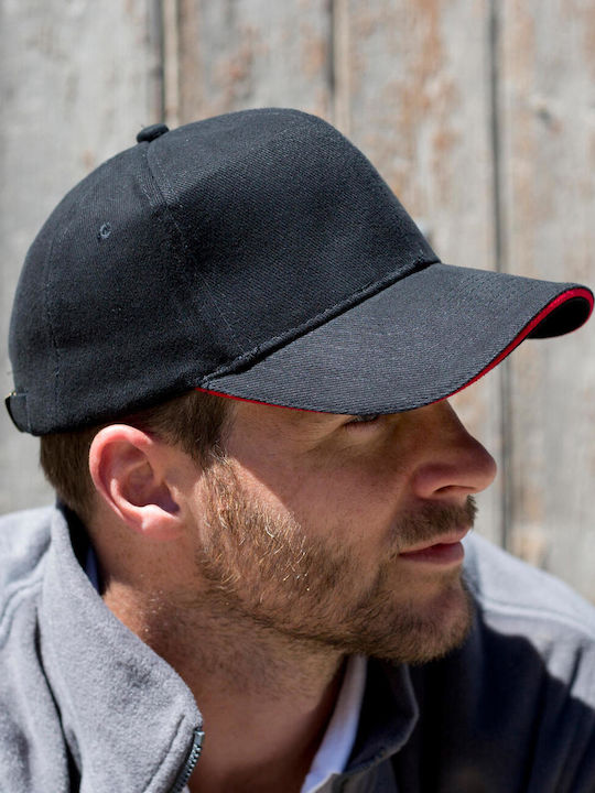 Jocheu Sandwich Brushed Cotton Cap Reglabil Cu Clemă Metalică Rc025p Result Negru Roșu