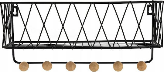 Aristar Метална Стенна Закачалка С 6 Места Черна 35x16.5x120см