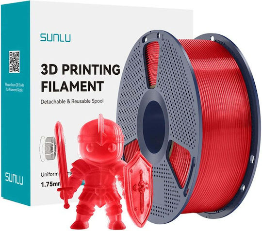 Sunlu PLA+ Филаменти за 3D принтери 1.75mm Прозрачно Червено 1kg