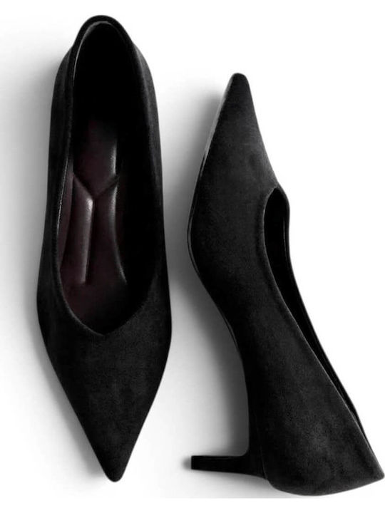 Wildleder Spitze Zehe Pumps Schwarz