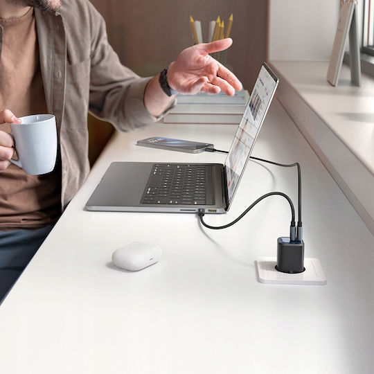 Mcdodo Încărcător Fără Cablu GaN Cu 2 Porturi USB-C 45W Power Delivery Alb (Gana Mini)