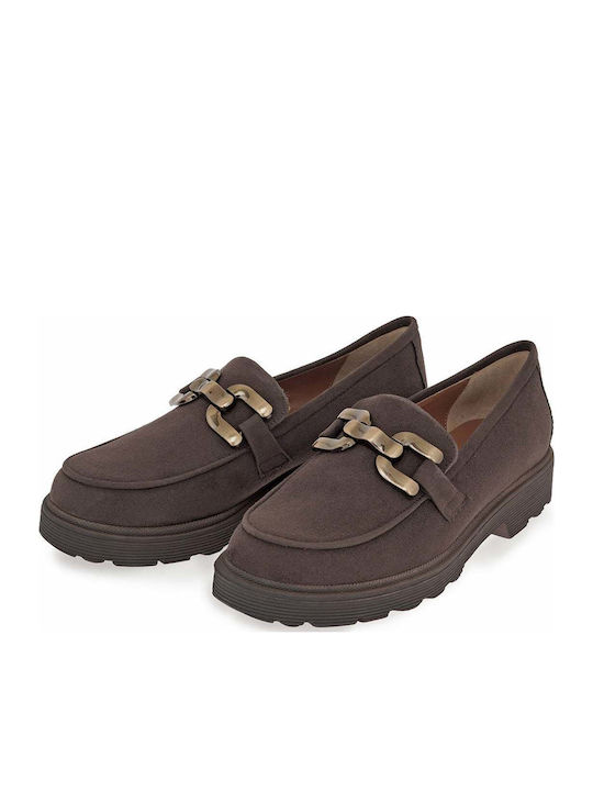Suede Women's Loafers In Brown Colour