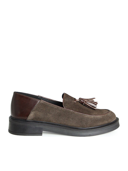 Leather Women's Moccasins In Brown Colour
