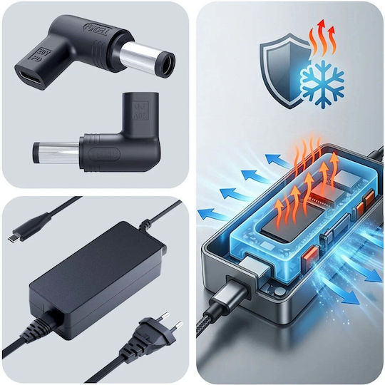 3MK USB-C Universal Φορτιστής Laptop 65W 20V για Dell / Universal χωρίς Καλώδιο Τροφοδοσίας
