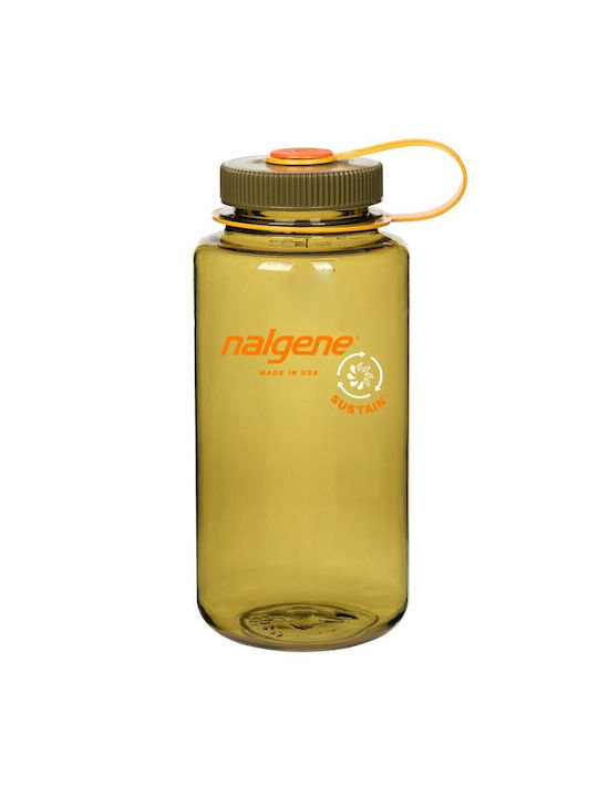 Nalgene Wide Mouth Sustain Plastic Water Bottle 1000ml Blue