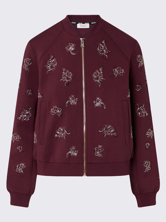 Women's Knitted Cardigan with Zipper Burgundy
