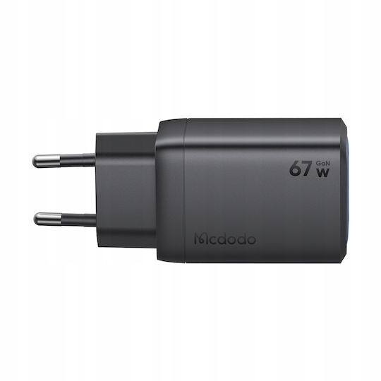 Mcdodo Зарядно устройство Без Кабел с USB-A Порт и 2 USB-C Порта 67W Power Delivery Сив (CH-0971)