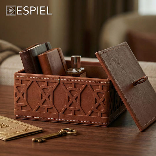 Espiel Espiel Kunststoff Aufbewahrungsbox mit Deckel Braune 15x15x7cm 2 Stücke