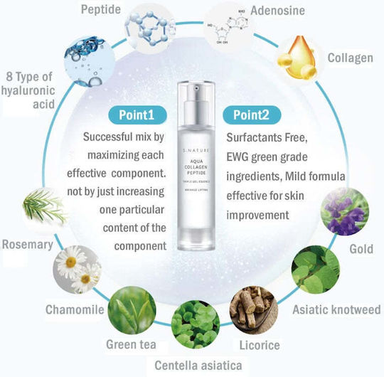 S.Nature Aqua Colagen Peptide Esență Calmanta și Anti-îmbătrânire pentru Față cu Peptide și Colagen pentru Strălucire 50ml
