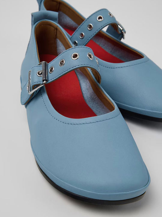 Gobi Leder Flache Sandalen für Damen Blau