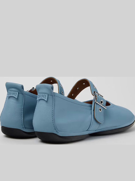 Gobi Leder Flache Sandalen für Damen Blau