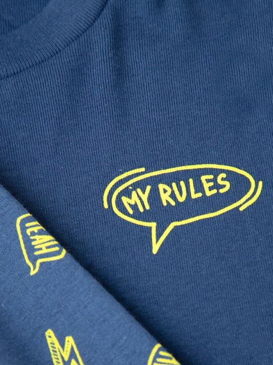 Minerva Παιδική Πιτζάμα Χειμωνιάτικη Μπλε Rules Rules