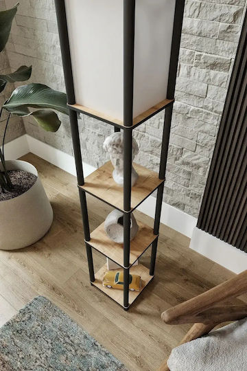 SteweHome Φωτιστικό Δαπέδου Υ145xΜ24εκ. με Ντουί για Λαμπτήρα E27 Μαύρο