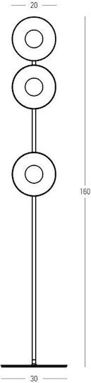 Zambelis Lights Tapel LED Φωτιστικό Δαπέδου Υ260εκ. με Θερμό Λευκό Φως Μαύρο Ματ, Κεχριμπαρί