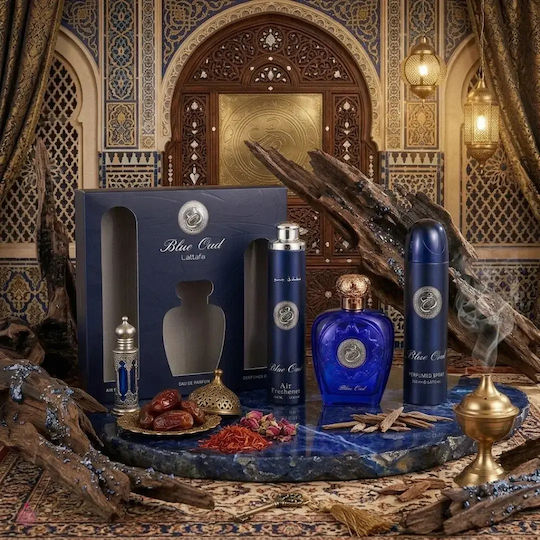 Lattafa Blue Oud Set Cadou Oriental Lemnos Oud Spray + Deodorant + After Shave 100ml + Set