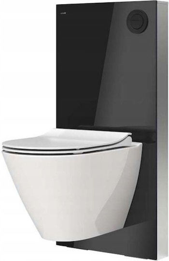 Cersanit Wall Mounted Plastic Toilet Flush Rectangular Low Pressure Black