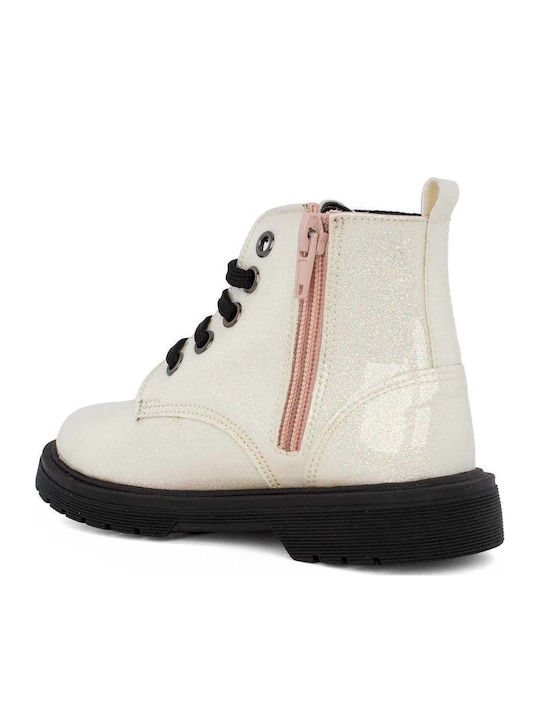 Anatomische Leder Kinderstiefel mit Reissverschluss Ecru