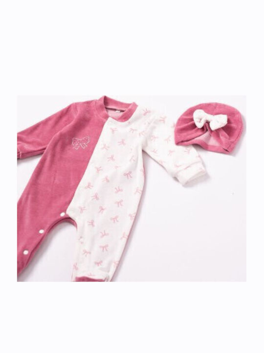 Evita Set Strampler Fuchsia-Weiß