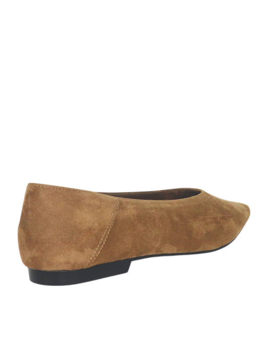 Women's Pointed Toe Brown Ballerina Shoes