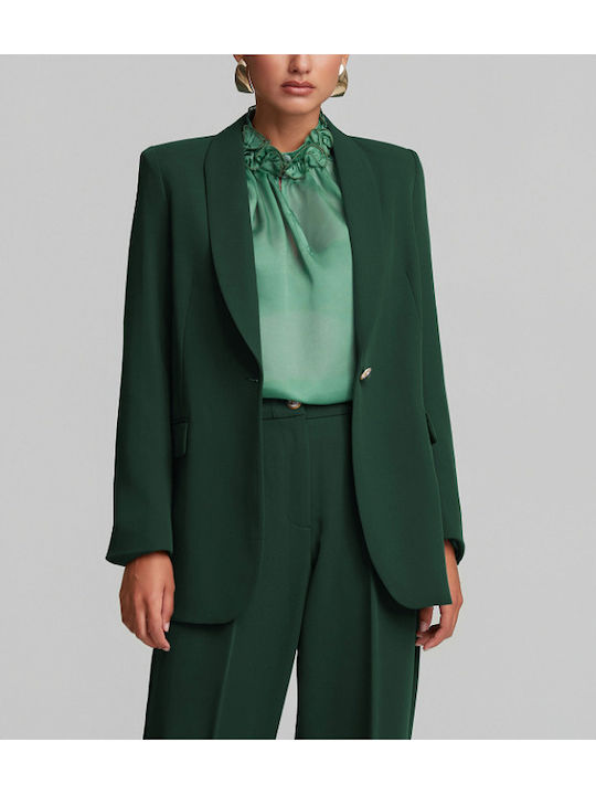 Lynne Women's Crepe Waisted Blazer Dark Green