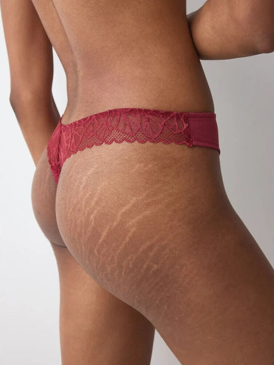 Modal Γυναικείο Slip με Δαντέλα Red Mask