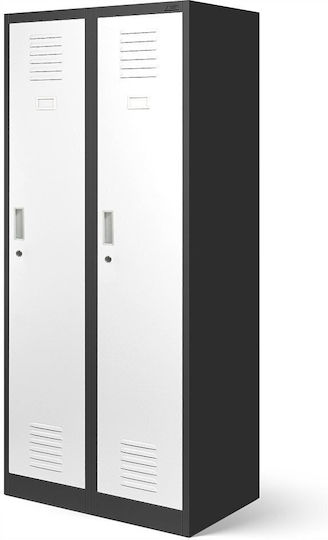Стояща На Пода Офис Шкаф Метален С Ключалка Антрацитово-Сив 80x50x180см