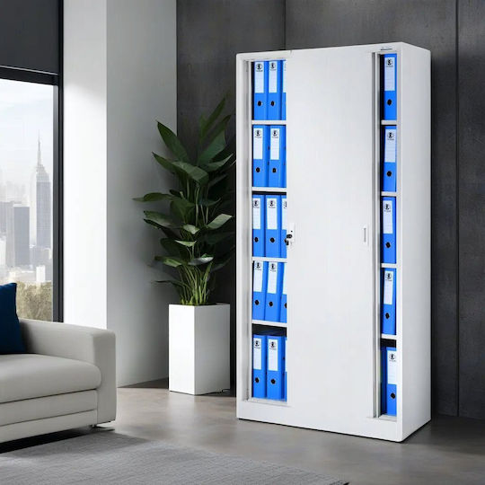 Metal Office Cabinet with Lock Grey 90x40x185cm