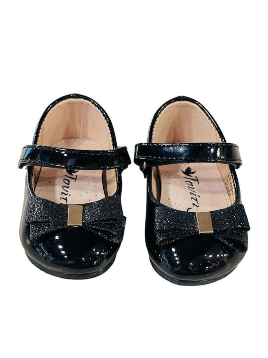 Kids Anatomic Ballerinas with Hook & Loop Closure Black