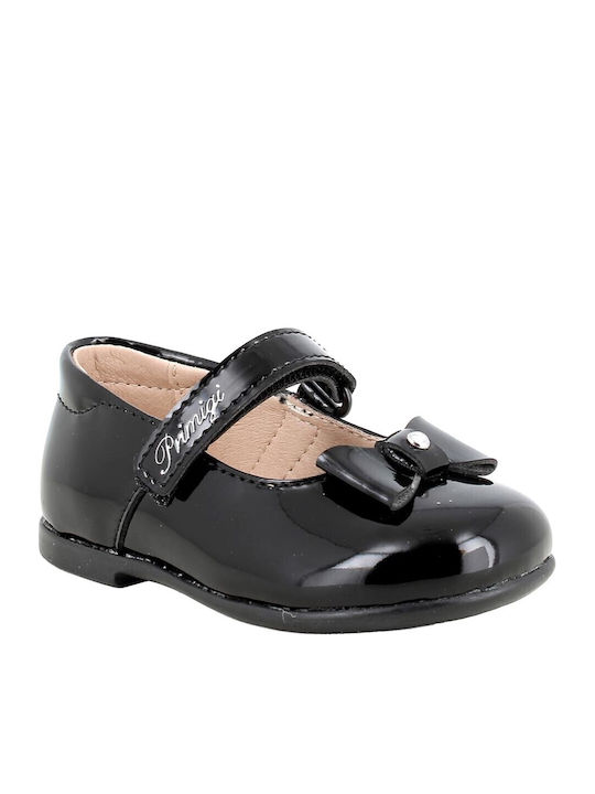 Kids Ballerinas With Hoop & Loop Closure Patent Leather Black
