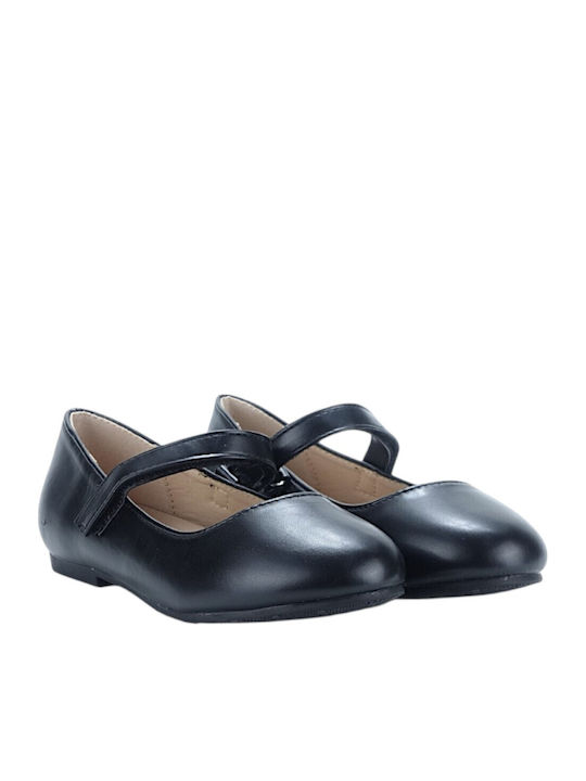 Kids Ballerinas With Hoop & Loop Closure Black