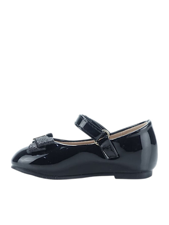 Kids Ballerinas With Hoop & Loop Closure Black