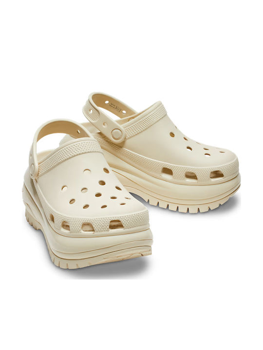 Crocs Classic Mega Crush Women's Beige Clogs