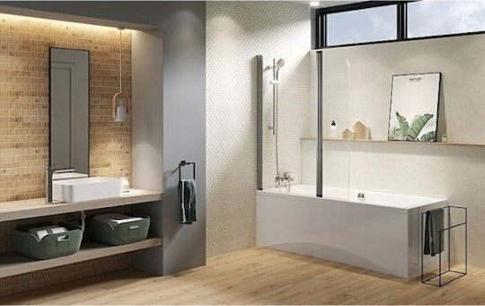 Cersanit Feste Seite Badewanne 115x140cm Klarglas Chrom