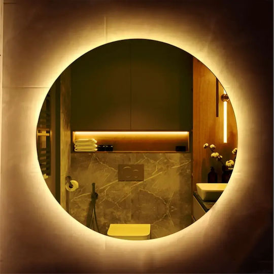 SteweHome Στρογγυλός Καθρέπτης Μπάνιου Led Αφής 50x50cm Λευκός