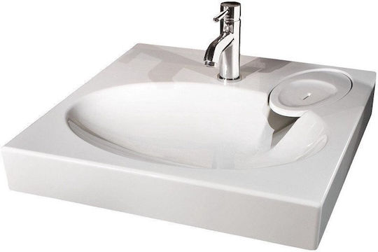 Ideal Standard Wall Mounted Vessel Bathroom Sink Made of Synthetic Material with Faucet 60x60cm Grey