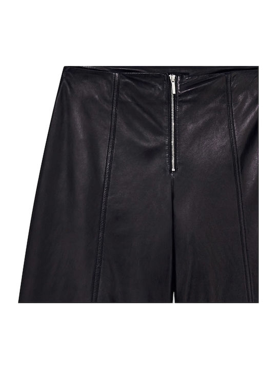 Damen-Shorts Leder Schwarz