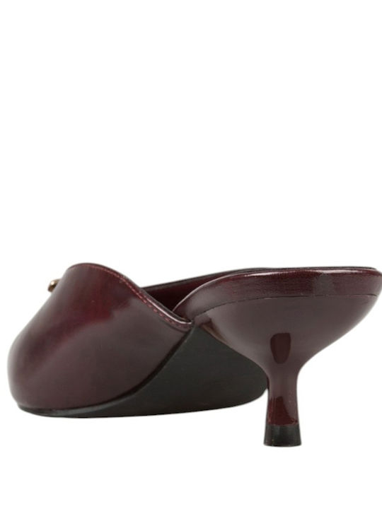 Mules With Heel In Burgundy Colour