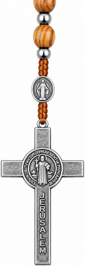 Handmade Catholic Rosary of Saint Benedict Wooden Beads 55cm