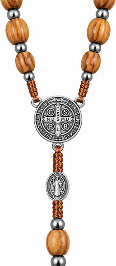 Handmade Catholic Rosary of Saint Benedict Wooden Beads 55cm
