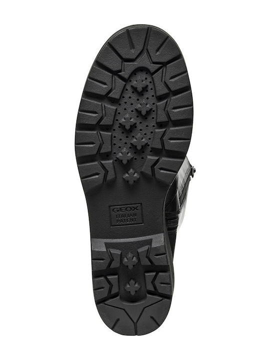Leder Damenstiefel mit mittlerem Absatz Schwarz