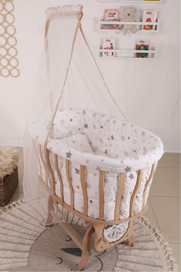 Stewehome Σετ Ύπνου Μωρού Δαντέλα Φυσικό Ξύλο 95x65x85 Cm