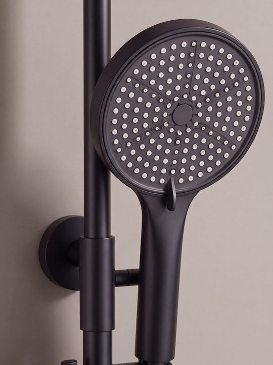 Naron Duschsäule mit Wannenbatterie Schwarze