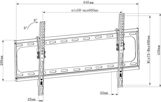 Регулируема стенна стойка за LED LCD телевизор 30-70 инча Ica-plb 261l черна